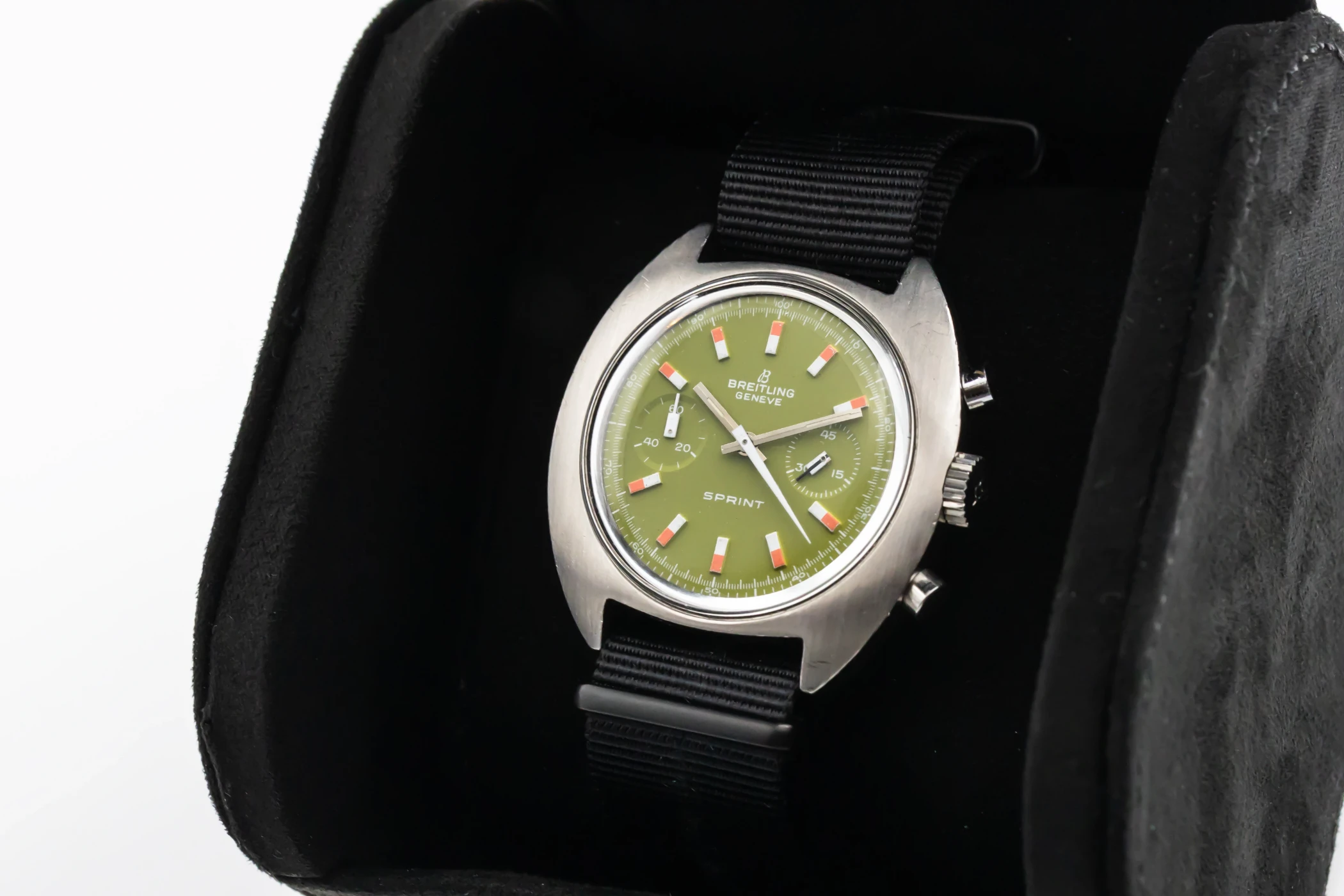 Breitling Sprint 40mm Stainless Steel Black Fabric Cal.7733 Circa 1970s