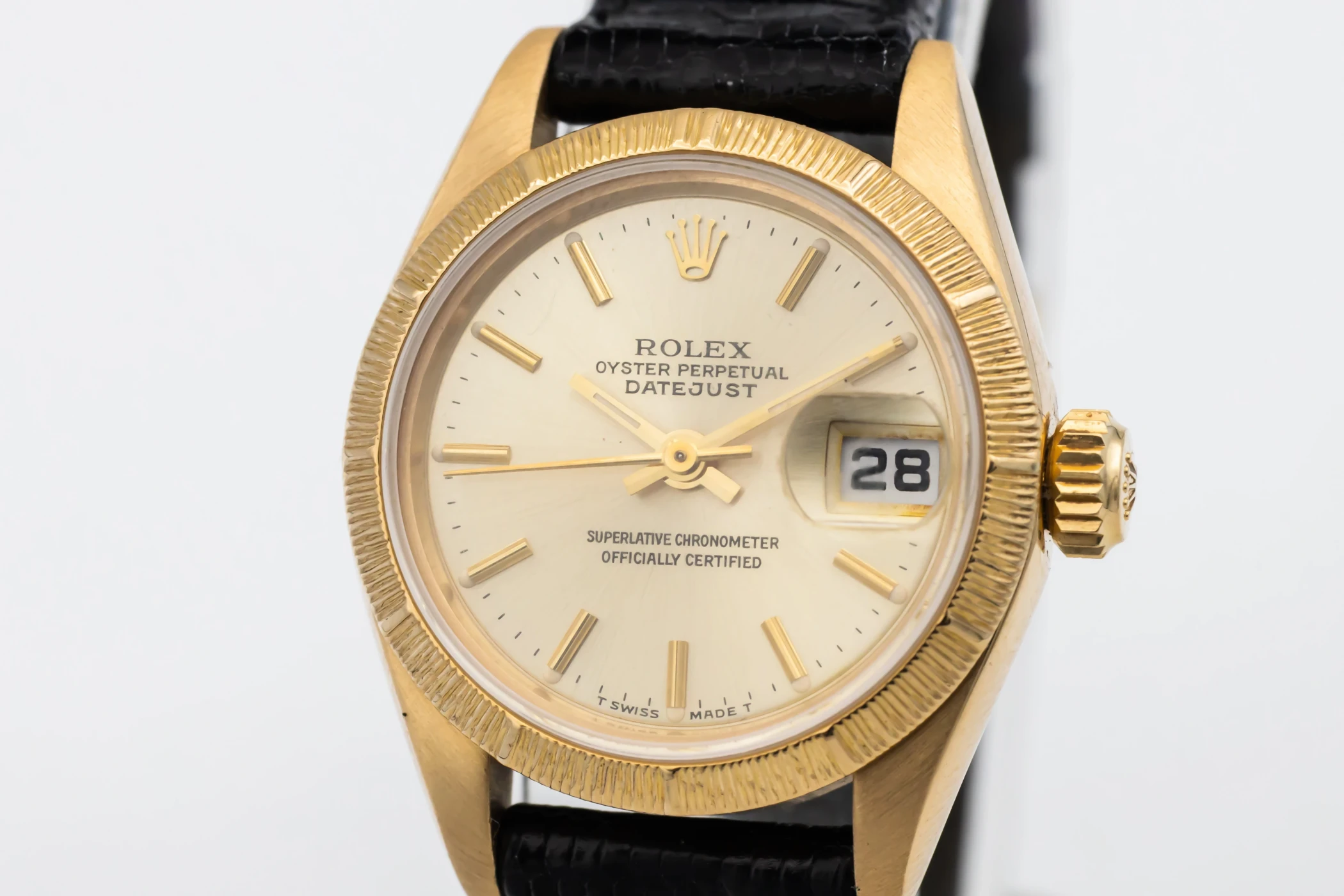 Rolex Lady DateJust 26mm Black Leather 69278 1988