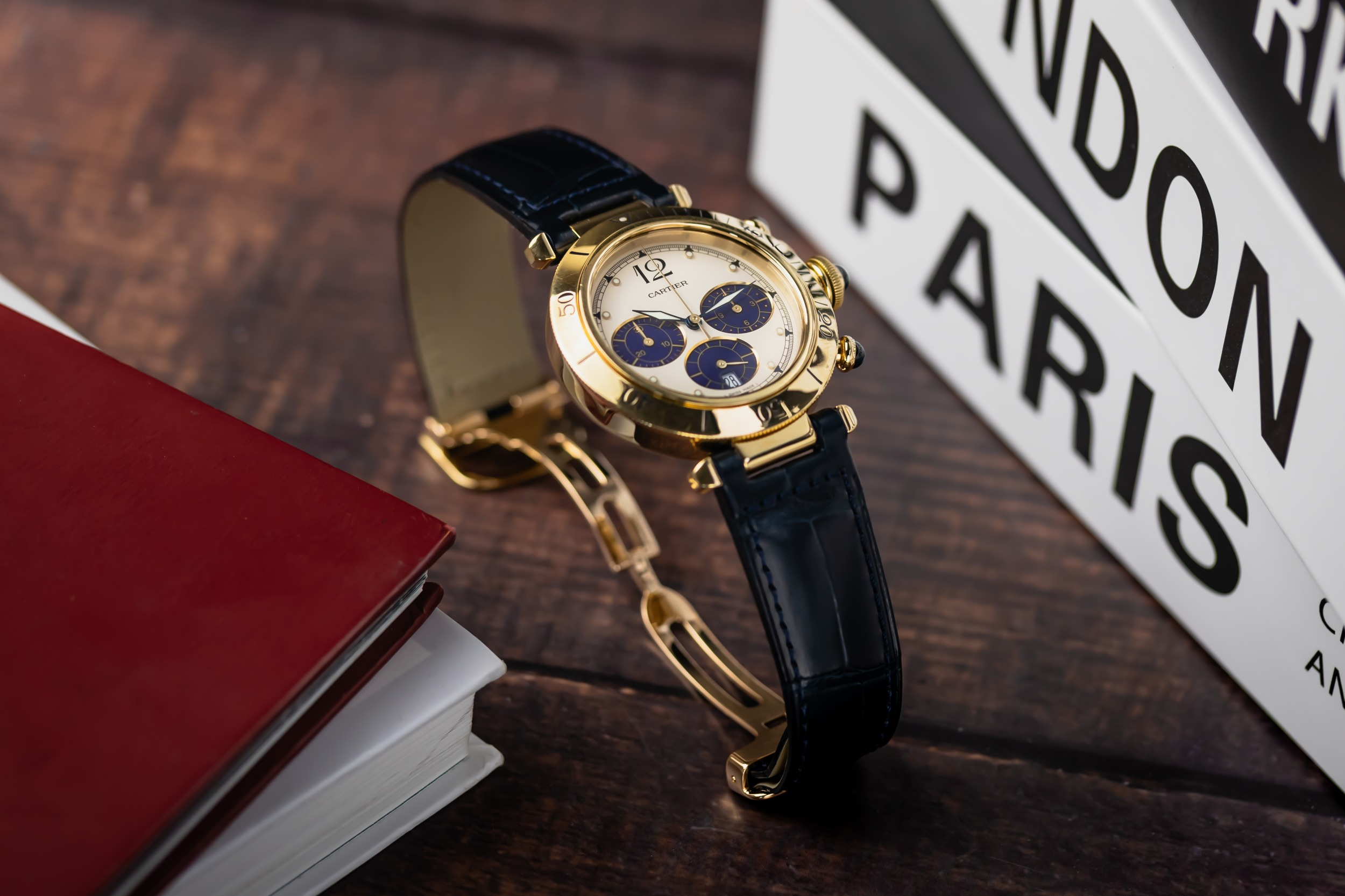 Cartier Pasha de Cartier Chronograph 38mm Dark Blue Leather W3003551/0960 1996