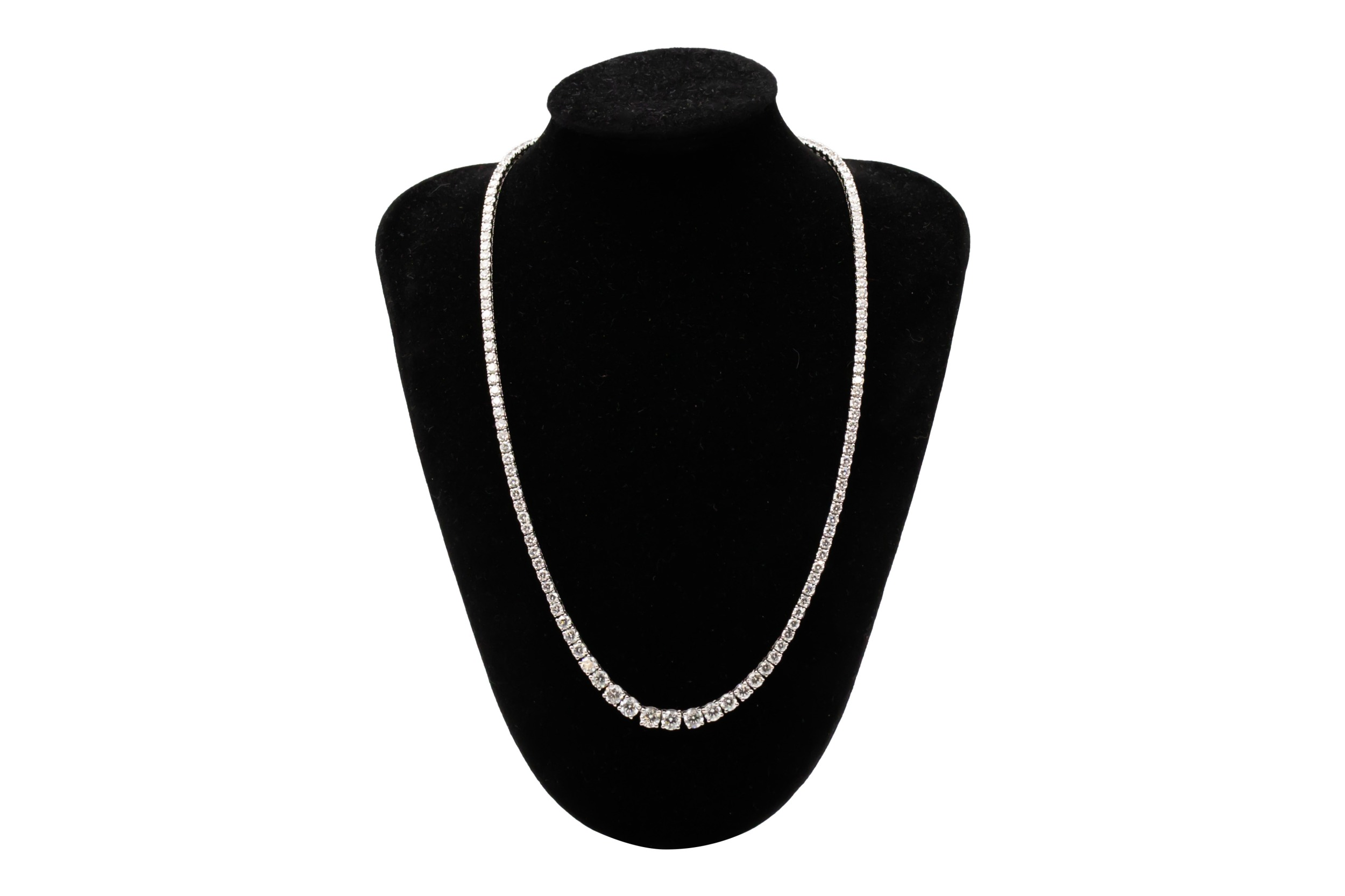 18ct White Gold Graduated Diamond Tennis Necklace 14.25ct