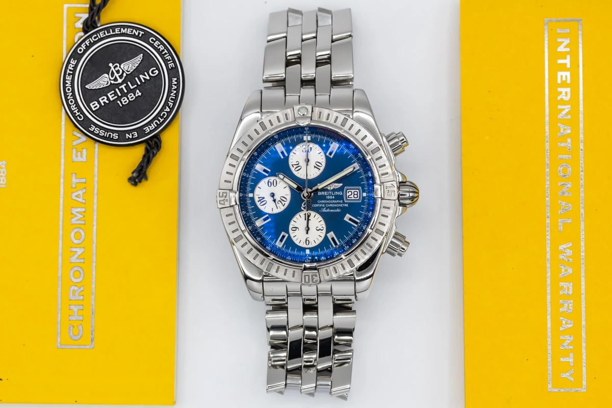 Breitling chronomat sale evolution blue dial