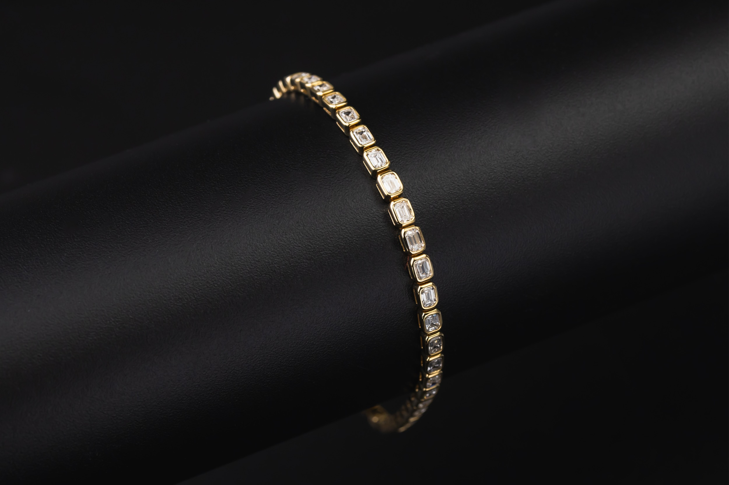 Lab Grown Emerald Cut Diamond Tennis Bracelet Gold Plated Sterling Silver 4.63ct