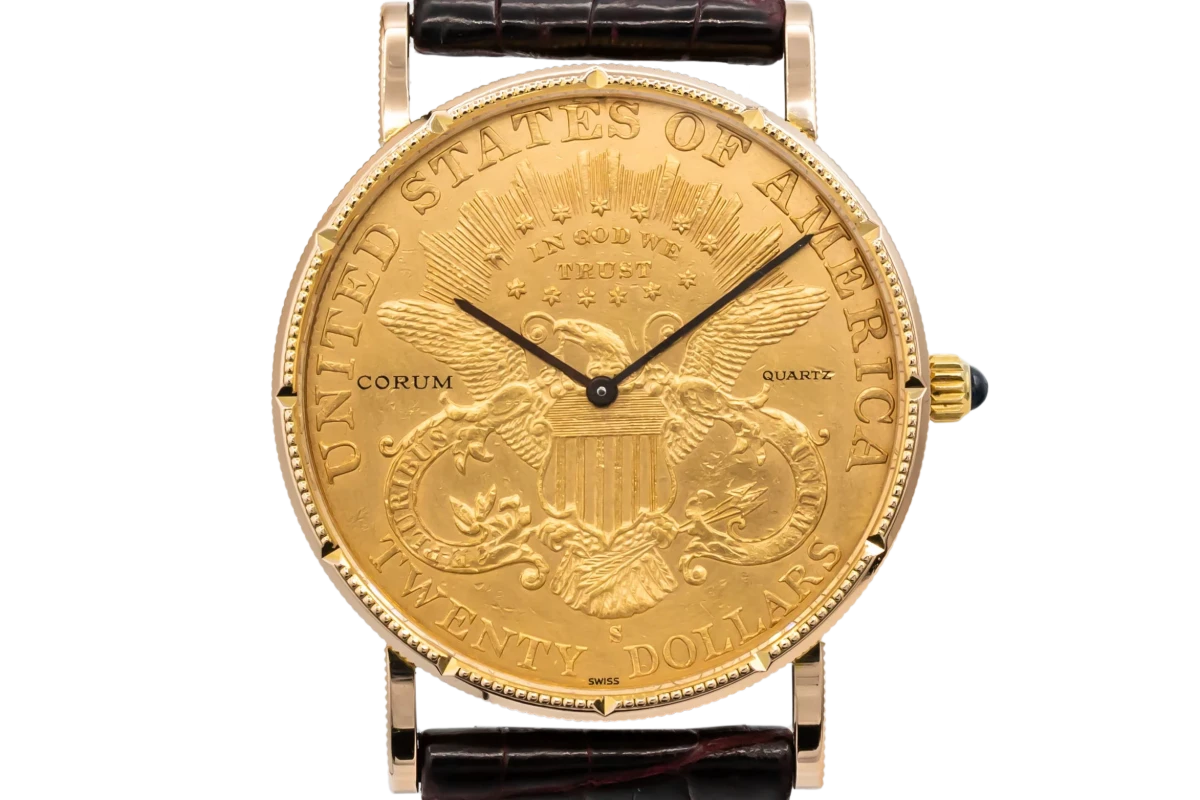Corum $20 Gold Coin Double Eagle 35mm Black Leather 1895