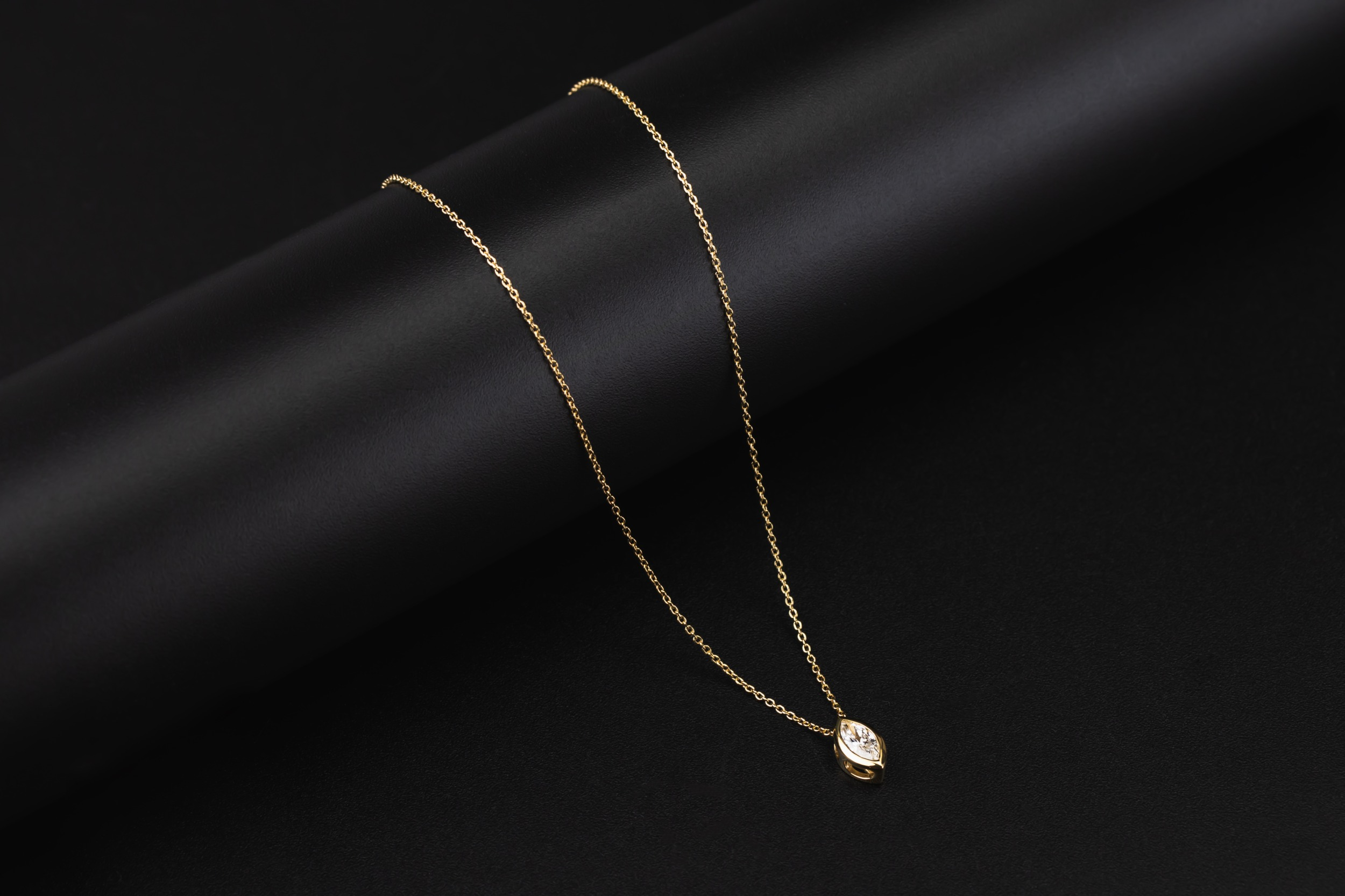 Gold Plated Sterling Silver Lab Grown Marquise Cut Diamond Necklace 0.57ct