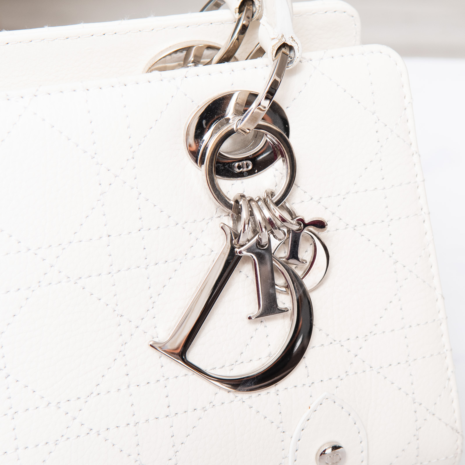 Christian Dior East West Off White Leather Cannage Bag