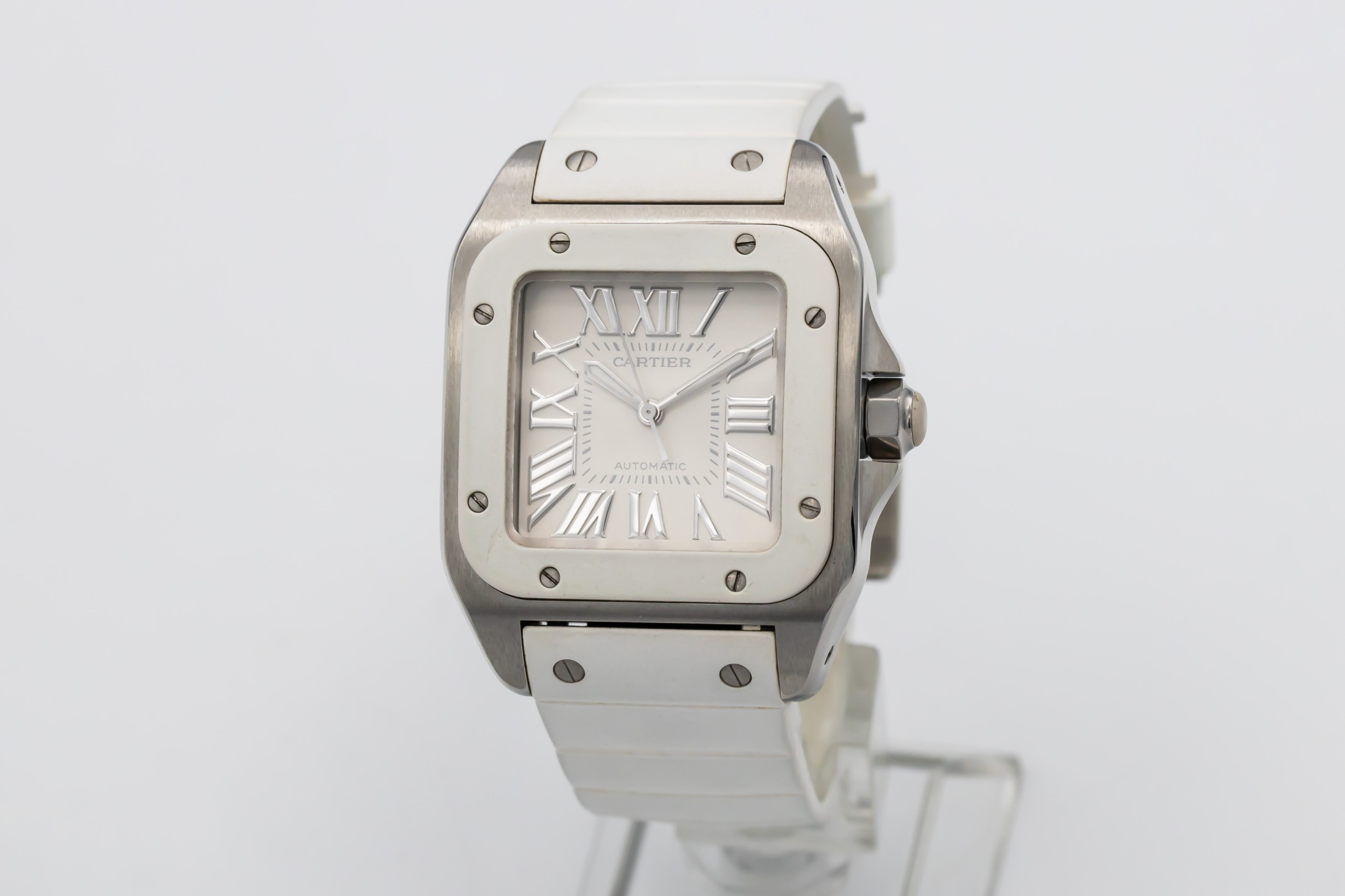 Cartier Santos 100 Midi 33mm White Rubber 2878 Circa 2010