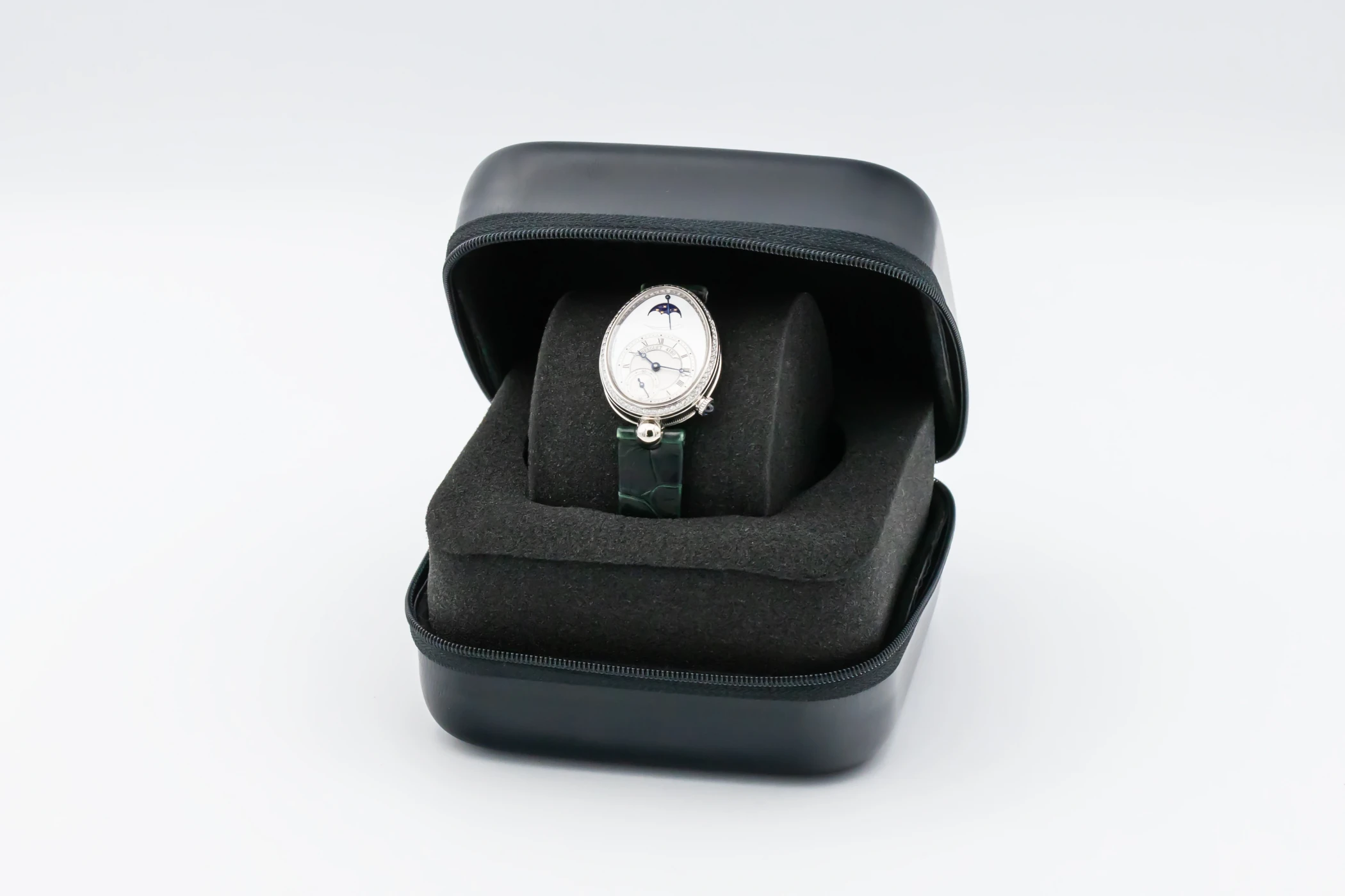 Breguet Reine De Naples 36.50x28.48mm 18ct White Gold Green Leather 8908 2009