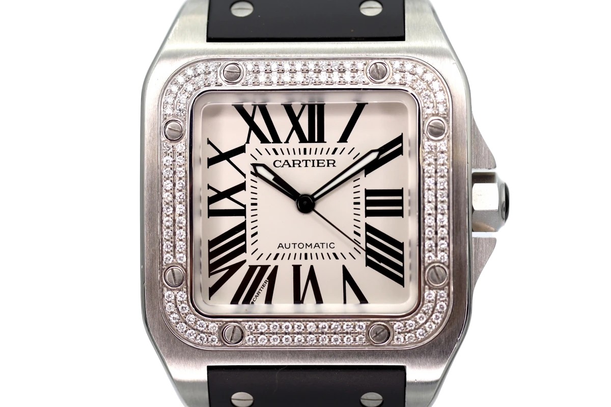 Cartier Santos 100 41mm Stainless Steel Diamond Bezel 2656 Out