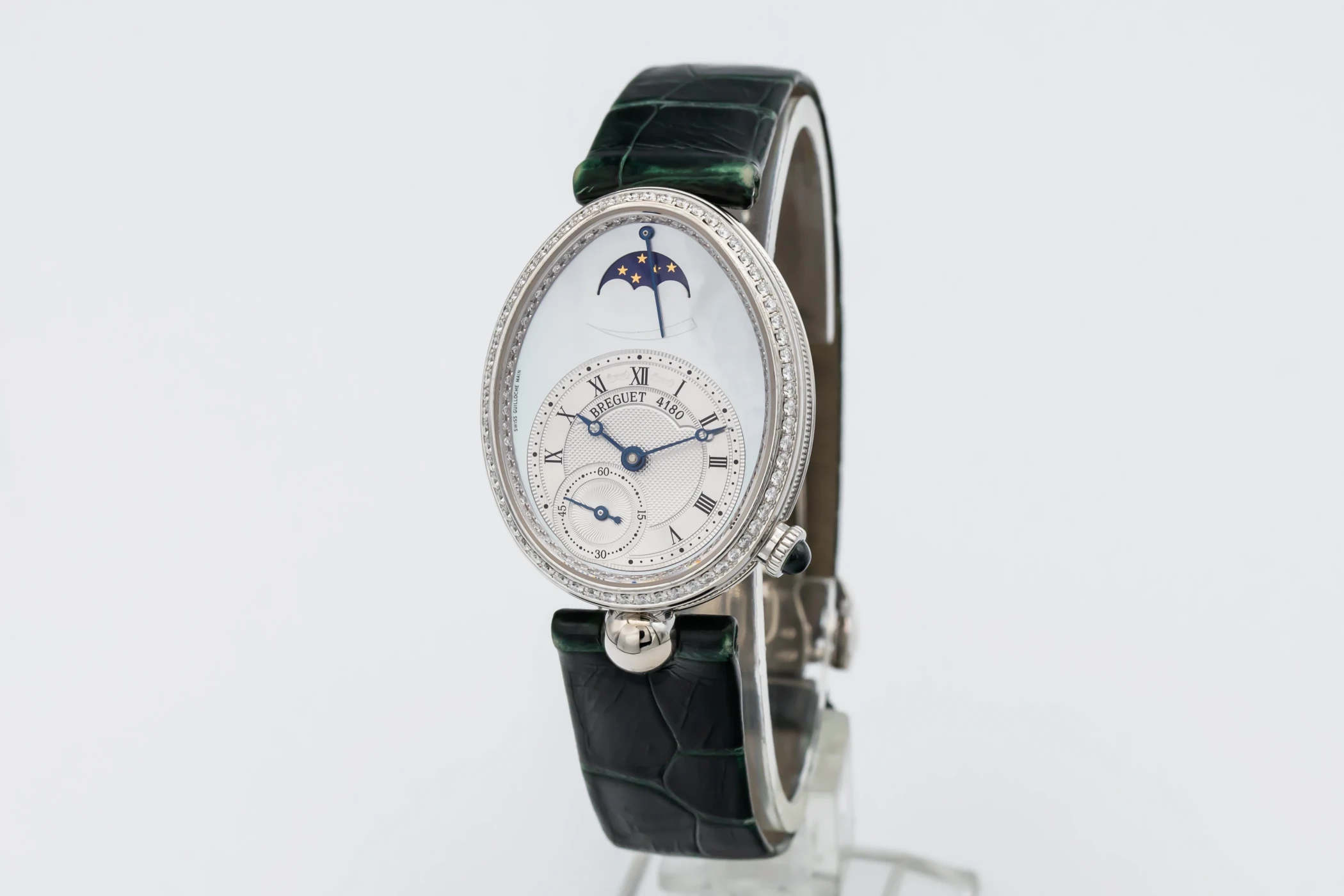 Breguet Reine De Naples 36.50x28.48mm 18ct White Gold Green Leather 8908 2009