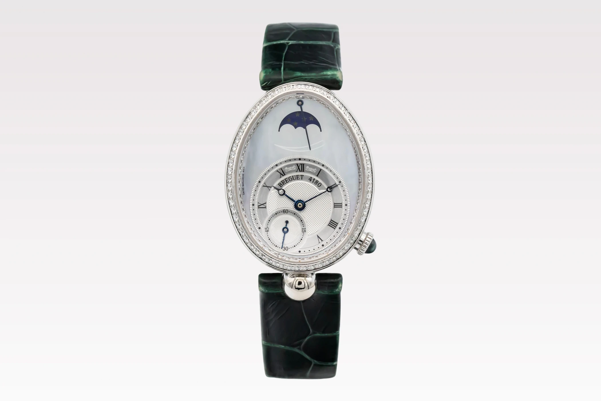 Breguet Reine De Naples 36.50x28.48mm 18ct White Gold Green Leather 8908 2009