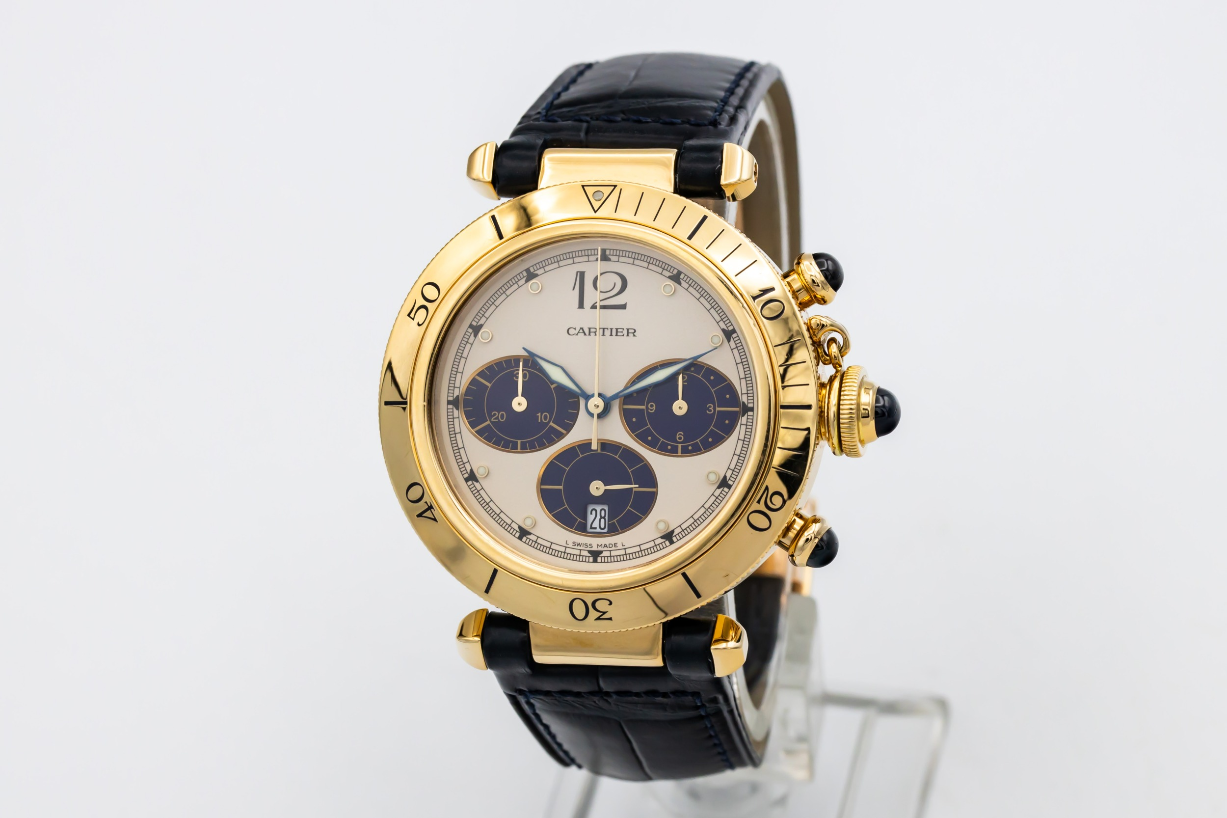 Cartier Pasha de Cartier Chronograph 38mm Dark Blue Leather W3003551/0960 1996