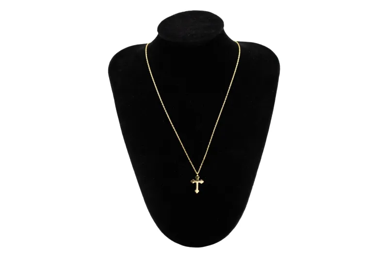 14ct Yellow Gold Cross Necklace 17"
