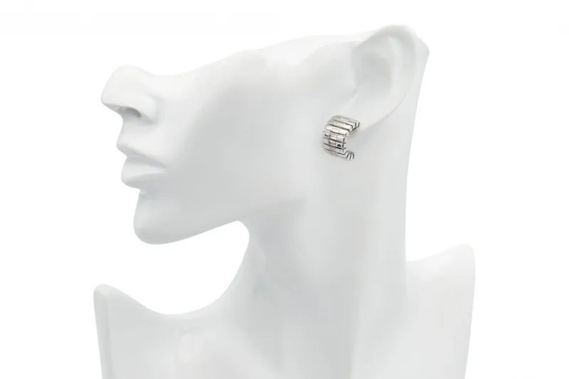 DeBeers Broadwalk Design Baguette Diamond EarHoops 18ct White Gold 1.26ct