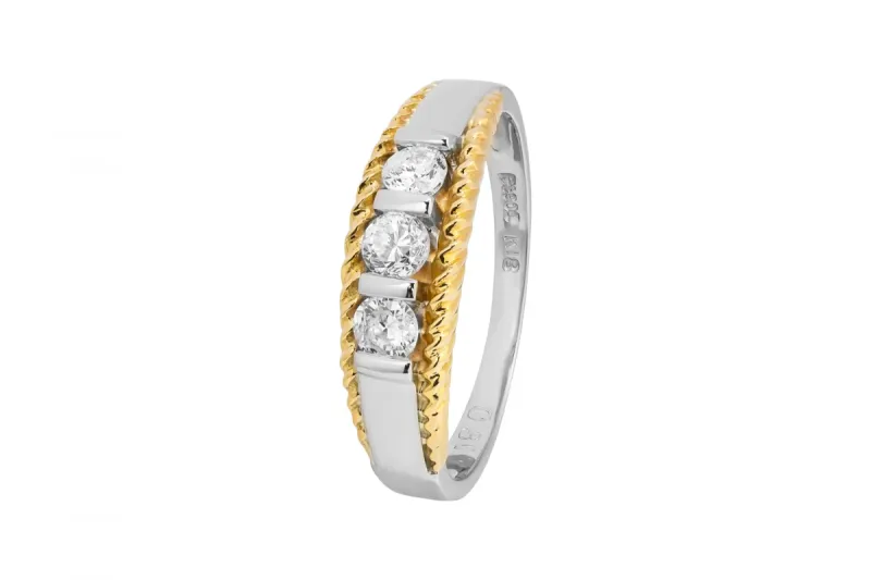 Platinum & 18ct Yellow Gold Trio Diamond Ring  0.31ct