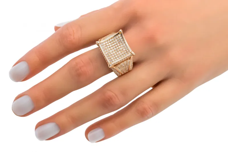 14ct Rose Gold Diamond Pave Set Ring 1.94ct