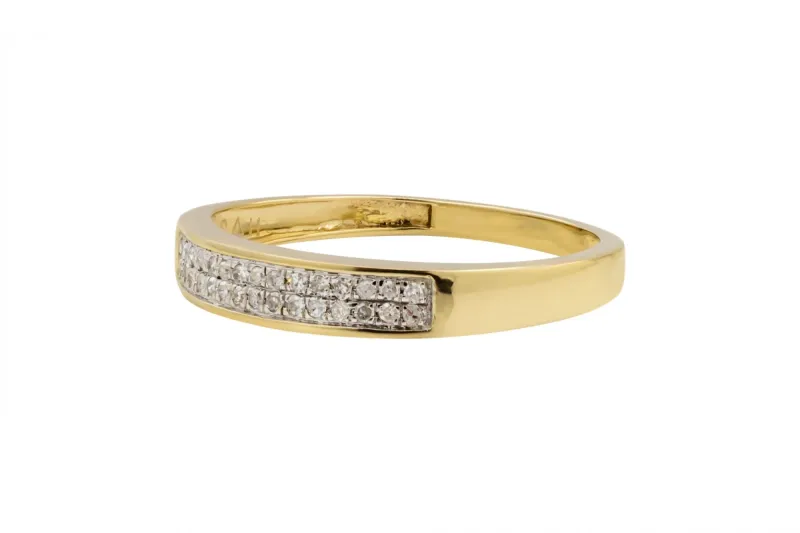 9ct Yellow Gold Double Row Diamond Wedding Band 0.15ct