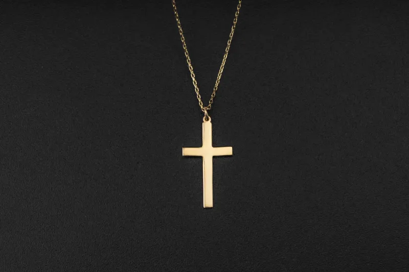 14ct Yellow Gold Cross Necklace 18" 1.75g