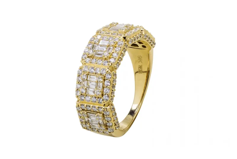 9ct Yellow Gold Diamond Half Eternity Ring 1.25ct