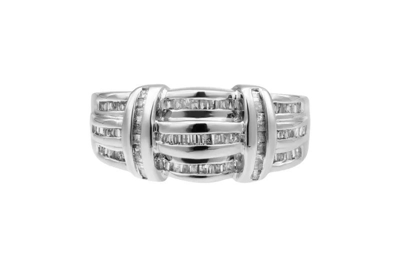 14ct White Gold Diamond Baguette Channel Set Ring 0.50ct 4.8g