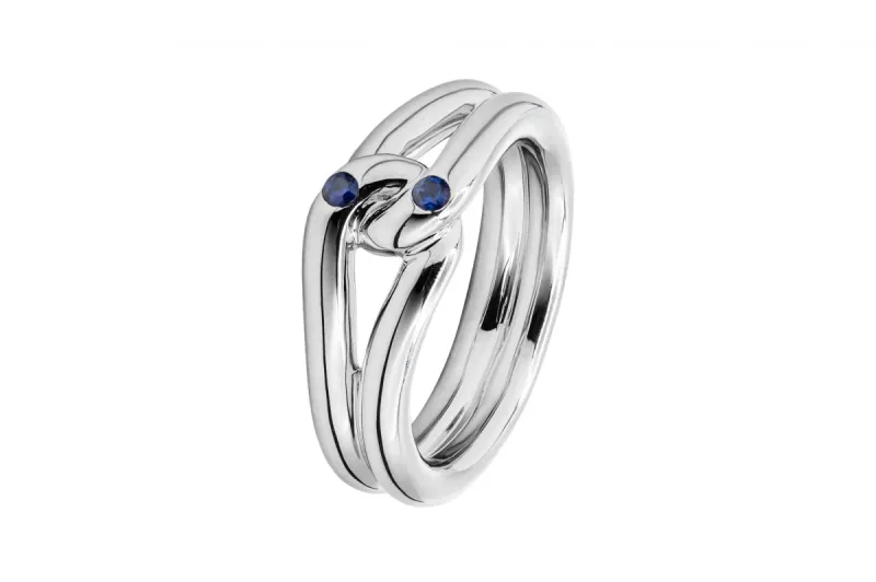 9ct White Gold Crossover Ring With Sapphires