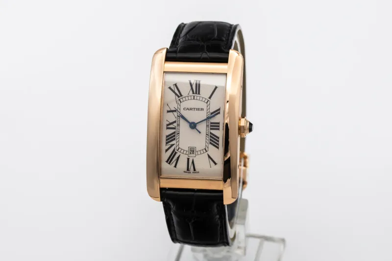 Cartier Tank Americaine 45.1x26.6mm Black Leather W2609156/2505 Circa 2010