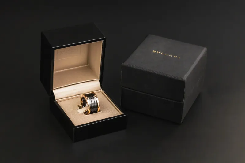 Bvlgari B.zero1 Four Band Ring 18ct Rose Gold & Black Ceramic Size 54 (M)