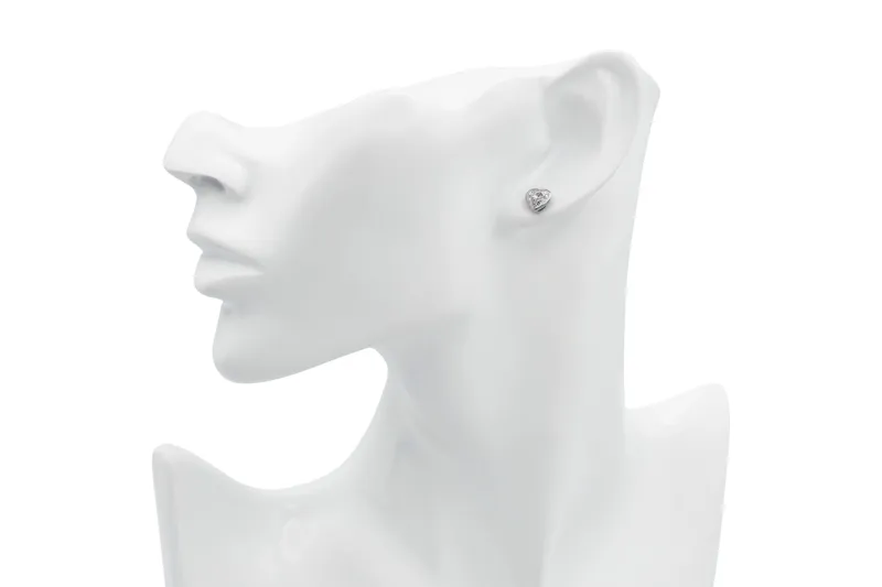 Sterling Silver Lab Grown Heart Cut Diamond Stud Earrings 1.06ct