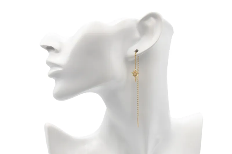 9ct Yellow Gold Pull Through Cubic Zirconia Star Earring 1.75g