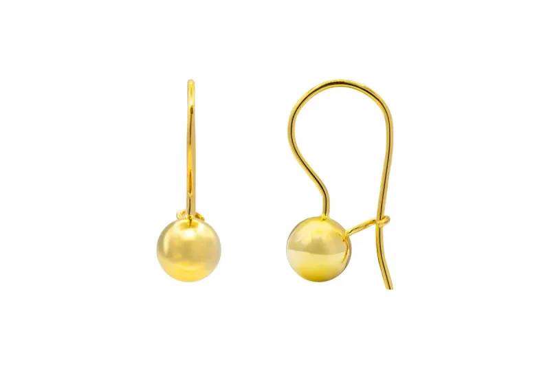 9ct Yellow Gold Polished Sphere Drop Earrings 1.9g