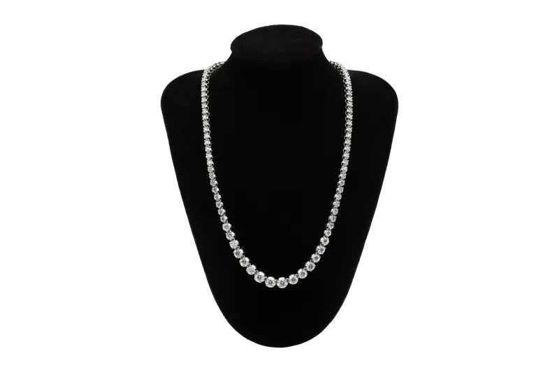 9ct White Gold Graduated Diamond Tennis Necklace 10.72ct