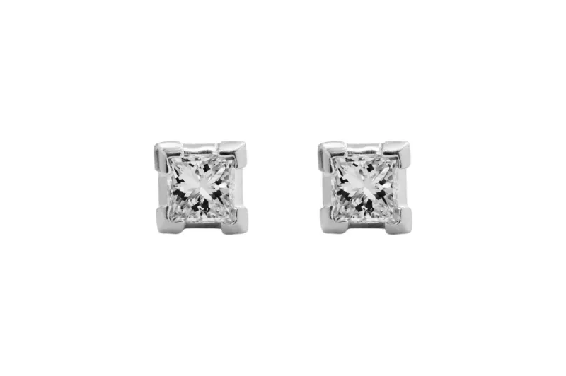 18ct Yellow Gold Square Stud Earrings 0.20ct