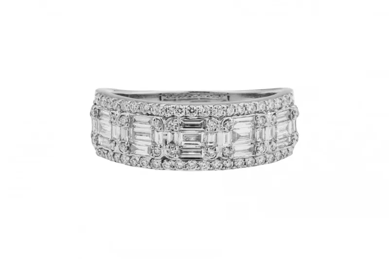 9ct White Gold Diamond Mens Ring 1.30ct