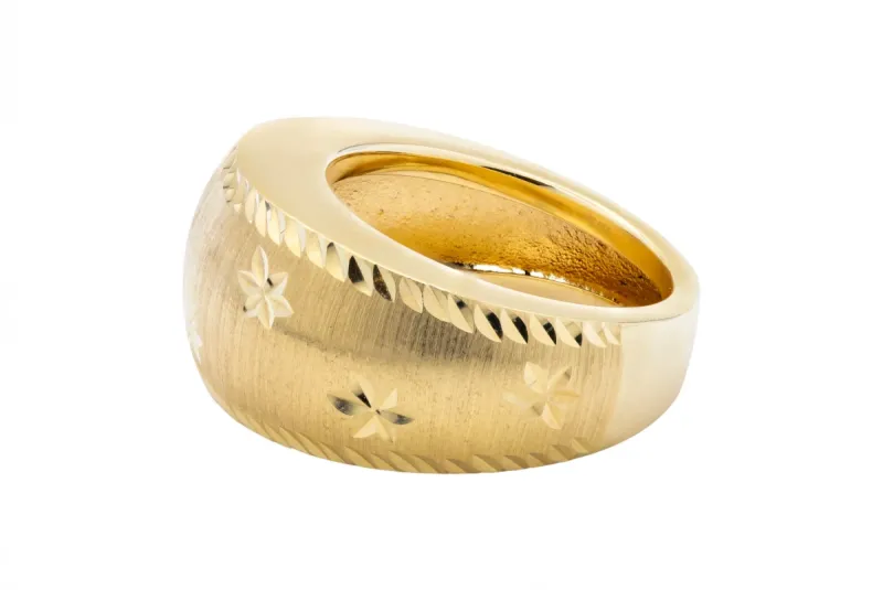 9ct Yellow Gold Wide Floral Engraved Band
