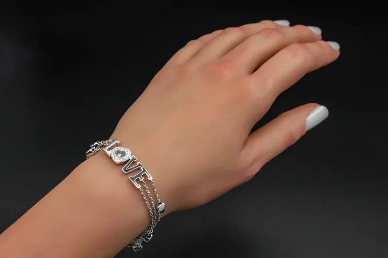 18ct White Gold Chopard Happy Diamonds Heart Bracelet 0.28ct