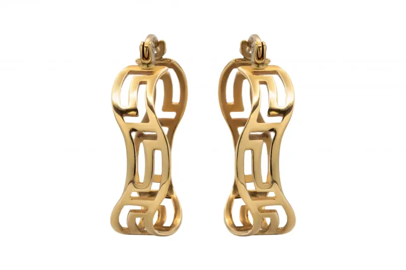 9ct Yellow Gold Patterned Gold Hoops 2.8g