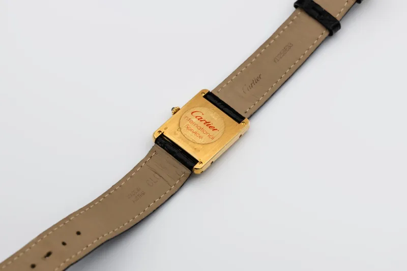 Cartier Tank Francaise Quartz 25mm Black Leather 83717702 Circa 1990s