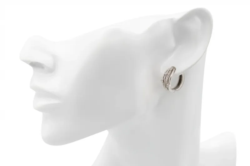 18ct White Gold Diamond Multi-Row Hoop Earrings 0.35ct