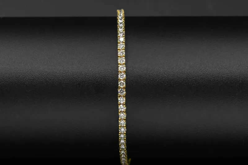 18ct Yellow Gold Round Brilliant Diamond Tennis Bracelet 4.92ct