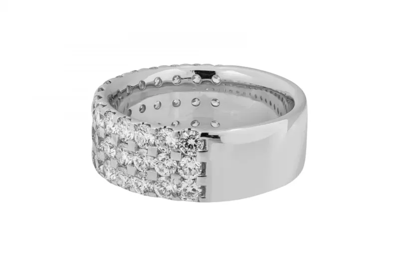 18ct White Gold Triple Row Diamond Half Eternity Ring 2.30ct