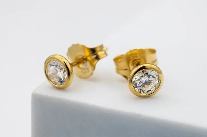 Gold Plated Sterling Silver Lab Grown Diamond Stud Earrings 1.12ct