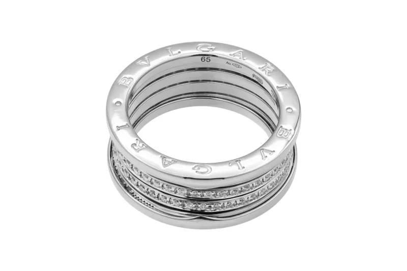 Bvlgari White Gold Diamond B.Zero1 Ring Size 65