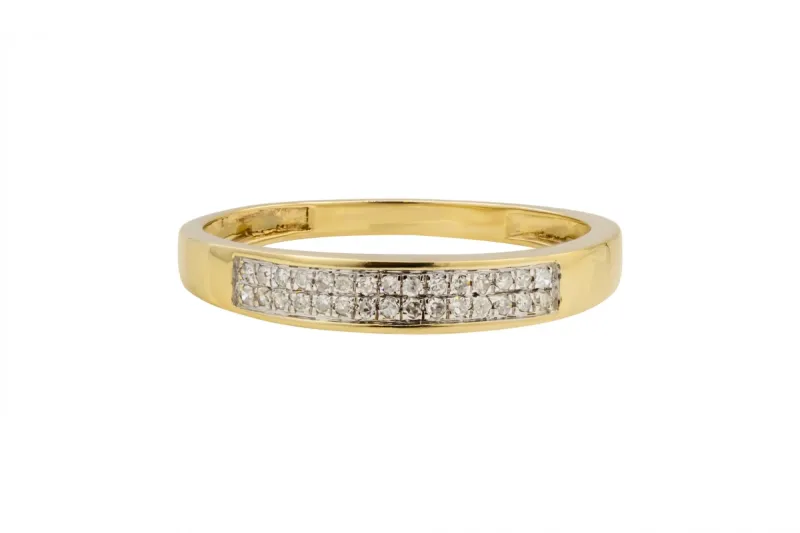 9ct Yellow Gold Double Row Diamond Wedding Band 0.15ct