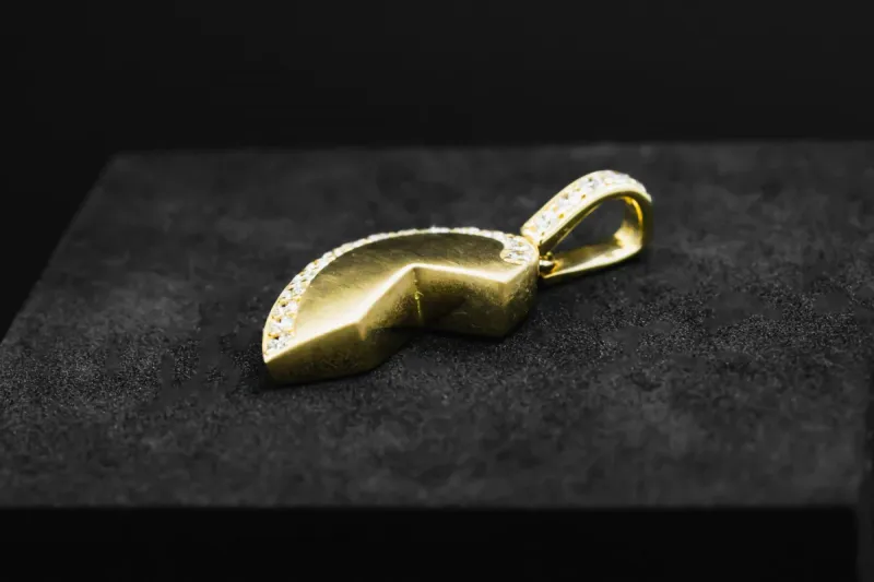 9ct Yellow Gold Half A Heart Diamond Pendant 0.32ct Left Side