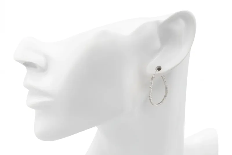 9ct White Gold Hammered Hoop Earrings 1.2g