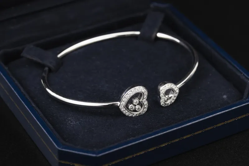 Chopard Happy Hearts 18ct White Gold Diamond Bangle 0.54ct Medium 14.1g
