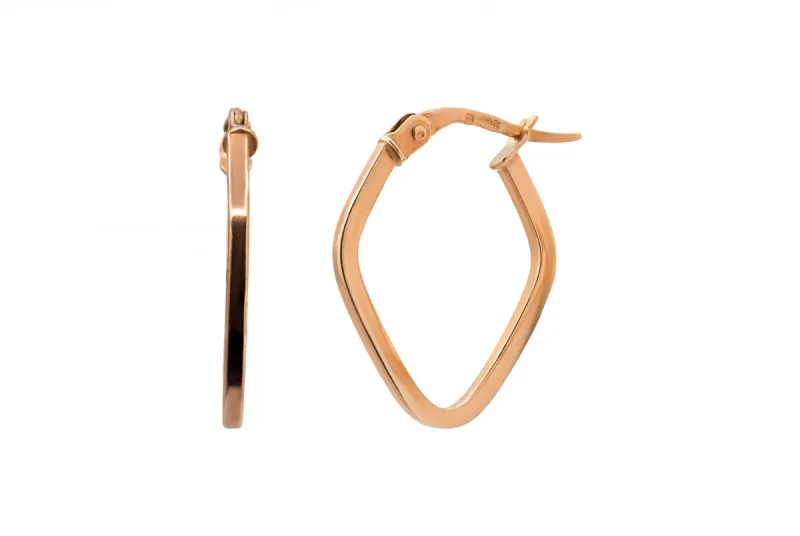 9ct Rose Gold Lightweight Kite Hoop Earrings 1g