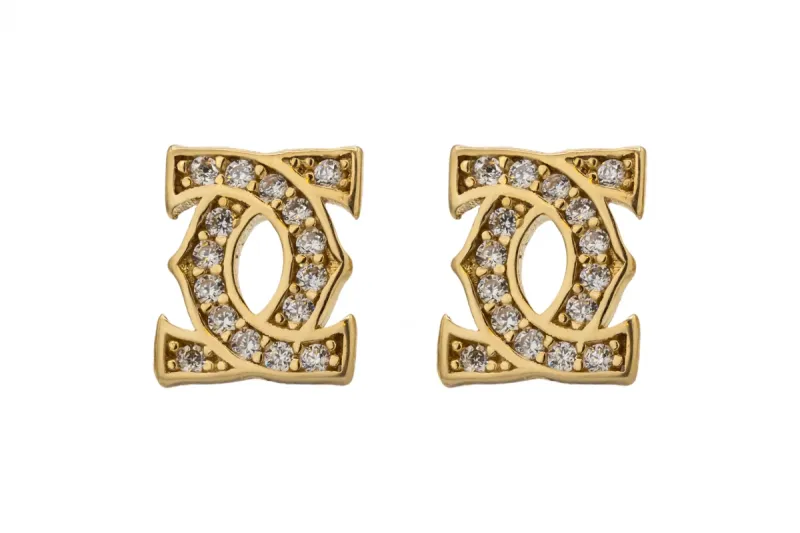 9ct Yellow Gold Cubic Zirconia Stud Earrings