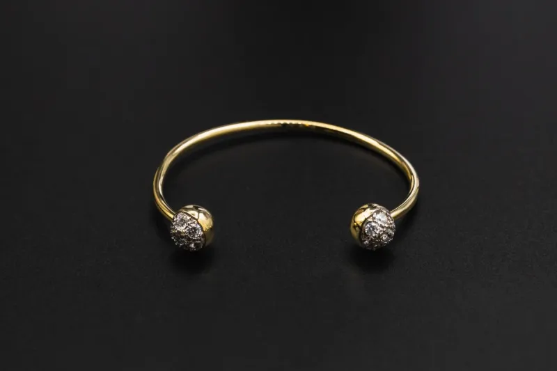 9ct Yellow Gold Baby Cubic Zirconia  Bangle 6g