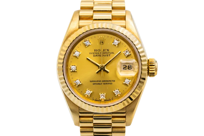 Rolex Lady DateJust 26mm 18ct Yellow Gold Presidential 69178 1988