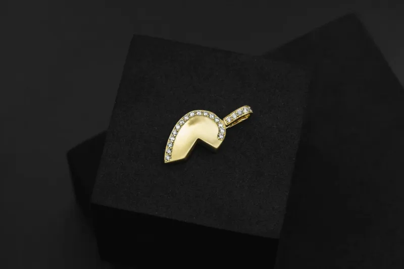 9ct Yellow Gold Half A Heart Diamond Pendant 0.32ct Left Side
